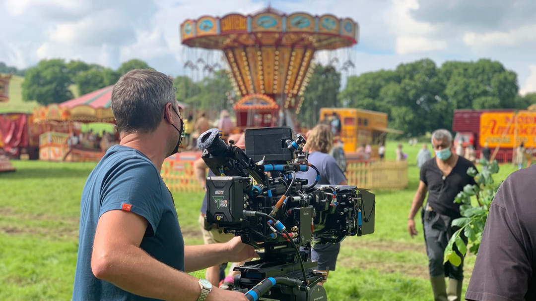 Filming Worzel Gumming at Carters Steam Fair